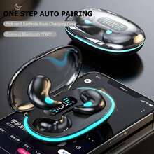 The Ultra-Thin Sleep Wireless Headphones Are Compact And Portable In-Ear Headphones With Intelligent Noise Cancellation And Super Standby Wireless Headphones, Suitable For Android-Compatible Apple Mobile Phone Gaming Headphones - 黑色 - 查看 6