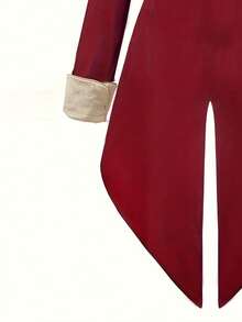 男士天鹅绒中世纪刺绣长外套 - 酒紅色 - 查看 4