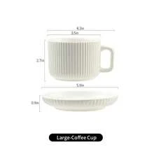 6.5盎司意大利陶瓷咖啡杯碟套装，适用于卡布奇诺、拿铁、意式浓缩咖啡和土耳其咖啡，适合居家聚会，耐热耐冷。 - A款 - 查看 2