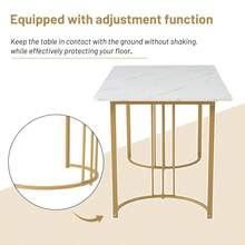 117cm Dining Table Set With 4 Chairs, Rectangular Dining Table, Modern Kitchen Table Set, Dark Green Velvet Dining Chair, Black Table Legs - White + MDF - View 5