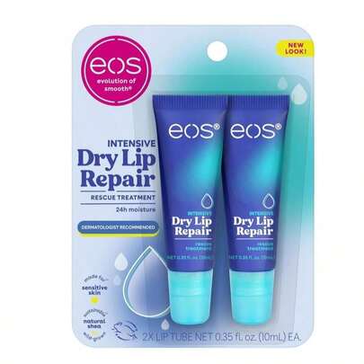 Eos The Hero Lip Repair, Extra Dry Lip Treatment, 24HR Moisture, Natural Strawberry Extract, 0.35 Fl Oz, 2 Count (Pack Of 1)