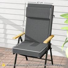 Outsunny Seat Cushion 120 X 47 X 9.5, Water Resistant Chair Cushion With Straps, Headrest, UPF50+ Outdoor And Indoor Seat Cushion, Seat Cushion For Folding Chair, Dining Chair, Dark Gray - 1 - 查看 3