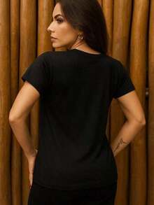 Kit Camiseta Casal – Presente Criativo e Divertido para Dia dos Namorados Camisa 100% Algodão - Preto - Visão 3