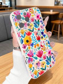 1 pieza Funda de teléfono con diseño floral vibrante en colores intensos sobre fondo oscuro, estilo artístico ideal para celebraciones festivas y temporada de verano, protección elevada para lente con diseño de ojo, resistente a golpes, compatible con iPhone17 ProMax/16/15/14/13/12/11/Plus/Pro/ProMax, compatible con Galaxy A34/A35/A54/A55, Galaxy S20/S21/S22/S23/S24/S25 Ultra/Plus, compatible con Galaxy/Redmi/Honor/OPPO/ViVo - Blanco - Ver 4