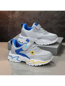 Boys' Color-Blocked Outdoor Casual All-Season Non-Slip Breathable Wear-Resistant Lightweight Low-Top Children's Flat Shoes Running Sports Shoes - 淺灰色 - 查看 5