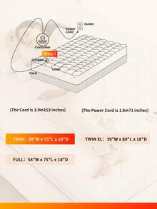 Liomindar Heated Mattress Pad ,Electric Mattress Pad,Bed Warmer With 10 Heat Settings & 1-12 Hours Auto Shut Off,Fit Up To 8-21" Deep Pocket, Machine Washable - 美規A型插(110-127V) - 查看 10