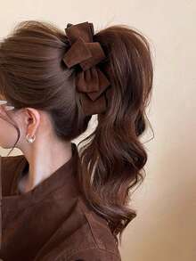Kẹp tóc hình nơ ruy băng cho nữ và bé gái, 1 chiếc kẹp tóc đuôi ngựa dọc kiểu Hàn Quốc, kẹp tóc đuôi ngựa lớn hình nơ cho tóc dày, phụ kiện tóc, kẹp cài tóc, phụ kiện đội đầu, ghim cài tóc. - Cà phê - Xem 9