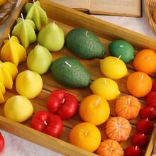 1 pieza Velas de aromaterapia con forma de fruta simulada - Velas de aromaterapia hechas a mano con forma de tomate, fruta estrella, naranja, fresa para decoración del hogar - Multicolor - Ver 5