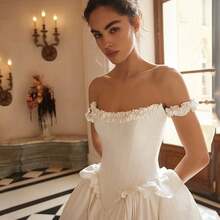Elegant Sexy A Line Off Shoulder Corset Pleat Formal Wedding Dress Registry Office Dresses Bridal Dress,Evening Party Dress Birthday Party Dress Country Wedding,Romantic Church Ceremony Wedding Dress,Suitable For Wedding,Dating,Party,Singles' Party,Vacation,Formal Occasions,Dinner Dress,Prom Dress,Homecoming Dess,Cocktail Party,Wedding Guest Dress,Graduation - 白色 - 查看 5