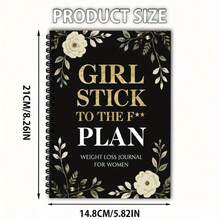 1pc Women's Black & Gold Floral Print Spiral-Bound Weight Loss Note Book, Motivational & Functional Style Weight Loss Journal With Trackers & Planners For Fitness Goal Setting, Daily Diet & Exercise Logging - Nhiều màu - Xem 5