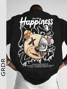 GRDR Men's Summer Printed Graffiti Short Sleeve T-Shirt, Fashionable For Summer - Black - View 3