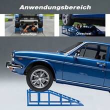 Blue Hydraulic Lift Platform 2000kg, Heavy Duty Lift Platform For Car Maintenance And Oil Change, Flat 23° Entry Angle, 27.5cm Adjustable Height, Professional Car Repair Ramp