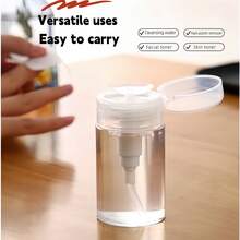 1pc 200ML Empty Makeup Remover Subpackage Bottle, Travel Essentials Push Down Empty Pump Dispenser Bottle Professional Push Down Liquid Pumping Empty Bottle Dispenser For Nail Polish And Makeup Remover, Living Room Home Bedroom Bathroom House Decor, Travel Stuff, Wedding, Party, Birthday, Gifts For Men Mom Dad Friends, New Years, Accessories, Funny Gift Push Down Pump Dispenser Travel Accessories Dormitory Bathroom Essentials, Essentials For Business Trips And Travel - Trong sáng - Xem 5