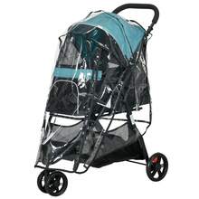PawHut Pet Stroller, Dog Stroller Up To 10kg, Foldable, Rain Cover Leash, Storage Basket, Blue + Black