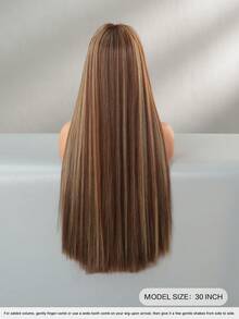 Elegant-30 Inch Blonde Highlights Wigs For Women, Long Straight Wigs With Bangs, High Quality Soft Synthetic Fiber Wigs For Women Daily Wear, Festival Ready Party Use, Perfect Gift - Beginners Glueless Wig Accessories - 挑染金色 - 查看 3