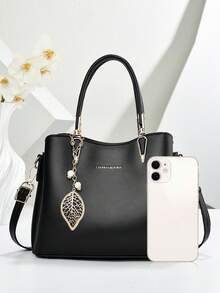 Nuova borsa da donna in pelle PU, borsa a tracolla versatile di alta qualità, borsa di nicchia alla moda, borsa per pendolarismo, borsa capiente, borsa da donna di lusso - nero - Visualizzare 5