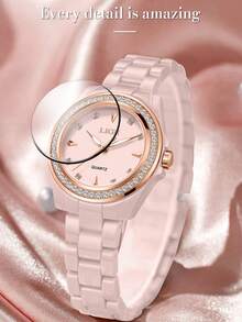 LIGE Fashion Women's Watch Waterproof Quartz Watch Ceramic Strap Luminous Dial Daily Wear Watch - Black - View 6