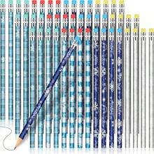 Sherr 36 Pieces Winter Snowflake Pencils With Eraser Toppers Bulk Operation Christmas Frozen Party Favors Holiday Pencils Gifts For Birthday School Reward Supplies Goodie Bags Stuffers - 藍白 - 查看 2