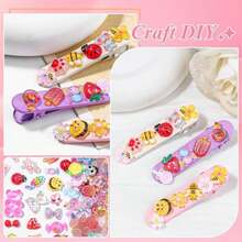 300Pcs 3D Cartoon Candy Breads Nail Art Charms,20 Grids Mixed Assorted Color Doughnut Lollipop Ice Cream Bread Dessert Cakes Cartoon Spoon Fork With Pickup Tool For DIY Crafts Accessories (Bread) - ColorF - 查看 7