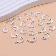 20PCS/10pcs/5pcs Silver Plated Moon And Star Charms For Jewelry Making DIY Necklace Bracelet Earrings Accessories Cheap Craft Supplies For Eid, Ramadan,Anti-Rust 304 Metal Pendant, For Jewelry Making, DIY Handcraft Supplies, Necklace And Bracelet Accessories