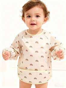 卡其色彩虹婴儿长袖围兜