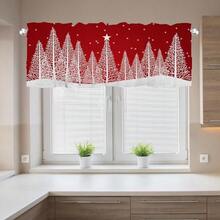 Cortinas de invierno de Navidad para ventanas de cocina 54 x 18 pulgadas árbol rojo copo de nieve bolsillo para barra cenefa cortinas cortas de Navidad para sala de estar recámara baño - rboldeNavidad - Ver 2