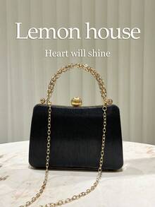 1 pièce Sac à main de soirée élégant décoré de strass noirs, sac de soirée formel à la mode pour femmes avec bandoulière amovible, convient pour le mariage, la fête, le banquet et d'autres occasions, excellent cadeau pour les femmes - Noir - Voir 2