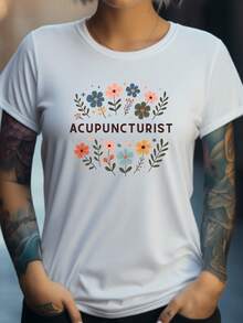 Acupuncture Shirt. Acupuncture Gift. Floral T-Shirt. Flower Shirt. Acupuncturist Tee. Wellness Shirt - trắng - Xem 1