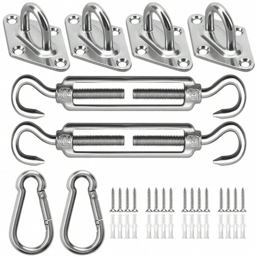 1 Set Stainless Steel Sunshade Fixed Kit Outdoor Garden Sunshade Awning Triangle Sunshade Net Accessories - 11*16*3 Packaging Dimensions - View 1