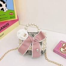 Princess Style Chain Bag Pearl Accessories Cute Children's Handbag Bow Unique Girl's Shoulder Bag - 蝴蝶款黑色 - 查看 12