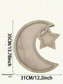 1 pieza de madera de paulonia con diseño de luna y estrella, 1 pieza de madera con diseño de estrella, adecuado para decorar reuniones familiares, decoraciones, frutas y dulces, mesas centrales de banquetes, platos de comedor, decoraciones