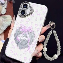 JURSUE Śliczne, zabawne, odporne na wstrząsy etui ochronne na telefon z motywem kawaii z osłoną obiektywu i paskiem na telefon, kompatybilne z 'em 17 Air 16 15 13 12 11 Pro Max IP 14 Plus dla kobiet i dziewcząt MZ5072