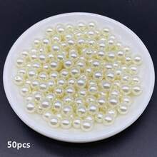 4/6/8/10毫米米色亚克力圆珠，适用于珠宝制作、手机链DIY、时尚手链项链装饰配件 - 米色 - 查看 5