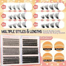 Calphdiar Eyelash Clusters 30D+40D+50D+60D+80D+100D Lash Clusters Wispy Individual Lashes 476PCS D-Curly Lash Extension 10-16MM Natural Lashes Clusters DIY Cluster Eyelash Extensions For Beginners - ColorA - 查看 6
