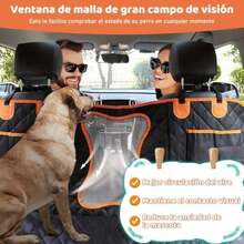 Cubre Asientos para Auto Perro, Cojín para Asiento de Coche para Mascotas, Antideslizante, Impermeable, a Prueba de Arañazos, con Ventana de Malla, Cuerda de  y Correa para Perros(default) - Multicolor - Ver 3