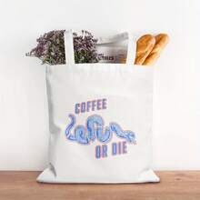 1pc Black Rifle Coffee Printed Tote Bag, Women's Casual Handbag For Work, Beach, Shopping, Machine Washable Polyester - trắng - Xem 4