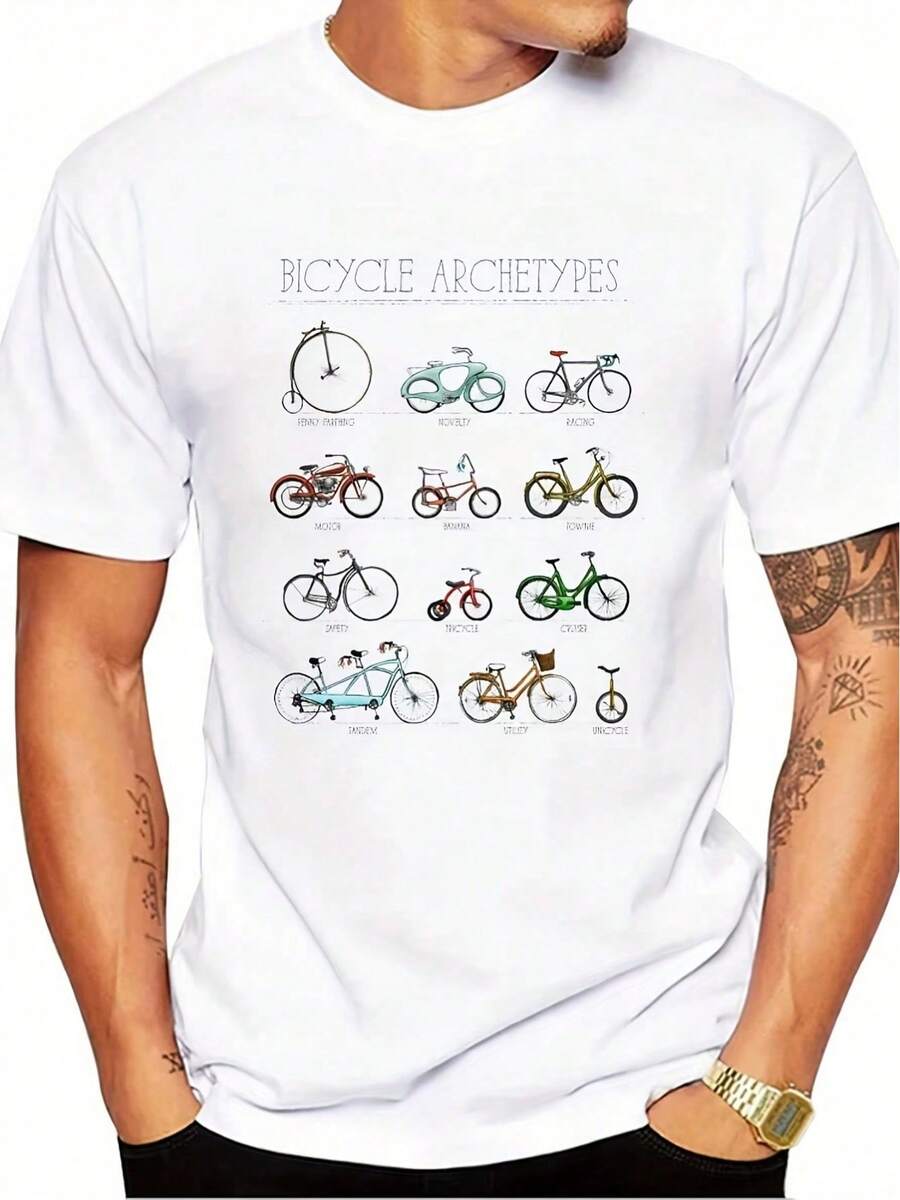 Maglietta grafica vintage da uomo - Camicia oversize con 10 motivi vintage (10 velocità, MTB, bici da corsa, BMX, ibrida, pieghevole, cruiser, single speed, fixed gear, recumbent) - Camicia a maniche corte traspirante per appassionati, comfort in tutte le stagioni, lavabile in lavatrice, collo tondo, vestibilità morbida per abbigliamento casual, ideale per eventi ricreativi - nero - Visualizzare 1