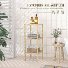 HOMCOM Bathroom Shelf, 3-Tier Bathroom Shelf, Freestanding Bamboo Shelf With Foot Pad, For Bathroom, Living Room, Kitchen, 33 X 31 X 78 Cm, Natural Wood