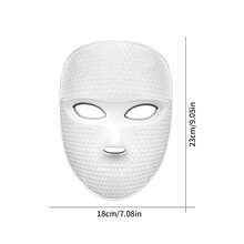 7-Color LED Light Photon Facial Mask, Rechargeable Touchscreen Adjustable Photon Therapy Face Mask, Soft Silicone Portable Home Facial Beauty Device, Best Gift For Valentine's Day - 白色 - 查看 7