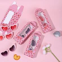 草莓/城堡图案纸盒，6个装和12个装，带透明窗口提手，礼品盒，甜美可爱风格，粉色草莓/城堡图案，长方形透明窗口，适合情人节/生日/派对等场合。 - 彩色 - 查看 5