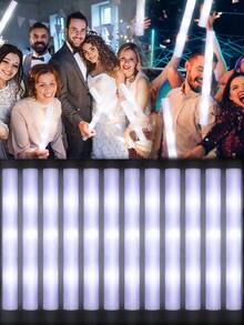 36 件 LED 白色泡沫棒白光闪光欢呼棒婚礼棒婚礼新娘礼物派对单夜灯狂欢派对发光氛围用品夏季生日礼物海滩返校学校用品房间装饰