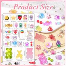 300Pcs 3D Cartoon Candy Breads Nail Art Charms,20 Grids Mixed Assorted Color Doughnut Lollipop Ice Cream Bread Dessert Cakes Cartoon Spoon Fork With Pickup Tool For DIY Crafts Accessories (Bread) - ColorF - 查看 3