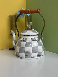 This Minimalist Striped Teapot With A Wooden Handle And Diamond-Shaped Lid Is Perfect For Use Indoors During Winter, Whether Near A Fireplace, Fireplace, Or Gas Stove. It's Also An Essential Item For Winter Camping, Suitable For Family Gatherings And Holidays, And Makes A Wonderful Gift For Friends And Family. - Multicolor - View 5