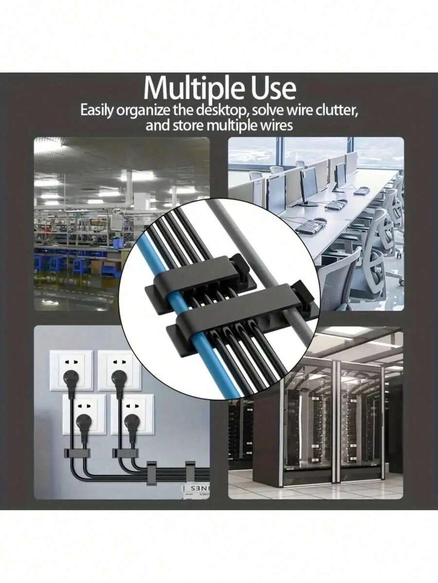 Eight Hole Single (Conventional Adhesive) Wire Fixing Clip - Self-Adhesive Wire Organizer
