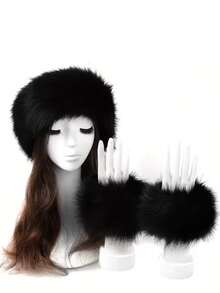 1pc Fashionable Faux Rabbit Fur Warm Topless Headband Hat - Multicolor - View 24