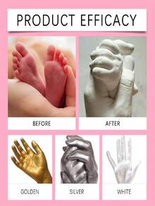 DOWMOO 1件装手模粉套装，3D手模石膏浇铸DIY工艺品礼品，克隆模型粉可增强空间思维和动手能力，适合所有年龄段 - 彩色 - 查看 5