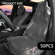 50PCS Disposable Car Seat Covers Provide Temporary Protection,Plastic Seat Covers For Cars Keep Car Interior Tidy,Universal Car Accessories &Amp; Car Seat Protector For Most Cars - trắng - Xem 2
