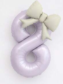 2个40英寸特大号奶油紫色数字铝箔气球，配奶油白色蝴蝶结，适合生日派对装饰、周年庆典等场合。 - 淺紫色 - 查看 12