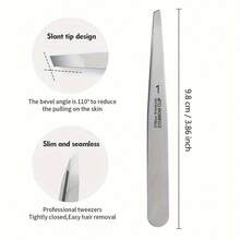 A Professional Stainless Steel Tweezers For Hair Removal - Perfect For Removing Facial Hair, Ingrown Hairs, And Splinters - 銀色 - 查看 3