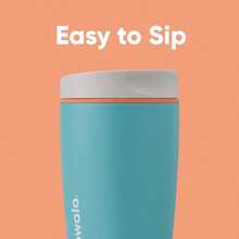 XZGB SmoothSip Slider Insulated Stainless Steel Coffee Tumbler Reusable Iced Coffee Cup Hot Coffee Travel Mug  12 Oz Grey/Blue Beachy Breeze - BeachyBreeze - 查看 2